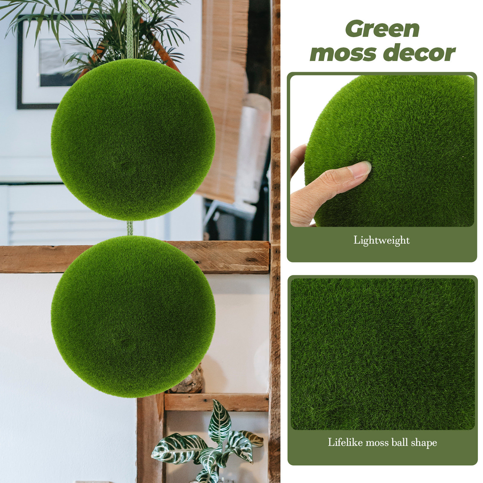 Bonsai Garden Indoor - Realistische Mooskugel Simulierte Schaumstoffkugel Dekoration für