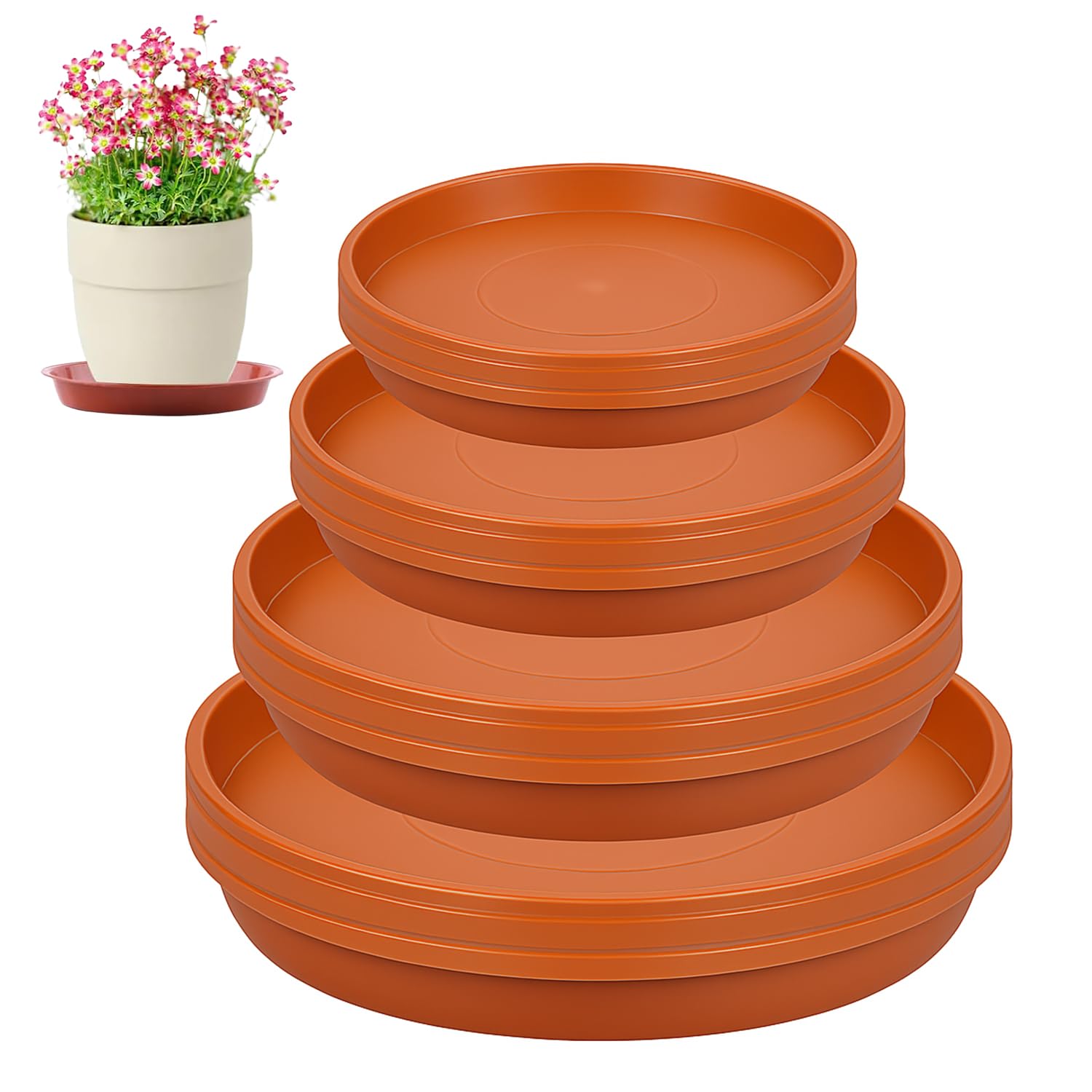 Drip Tray Saucer - 12er-Pack Blumentopf-Untertassen – 4 Größen (18/22/24/26
