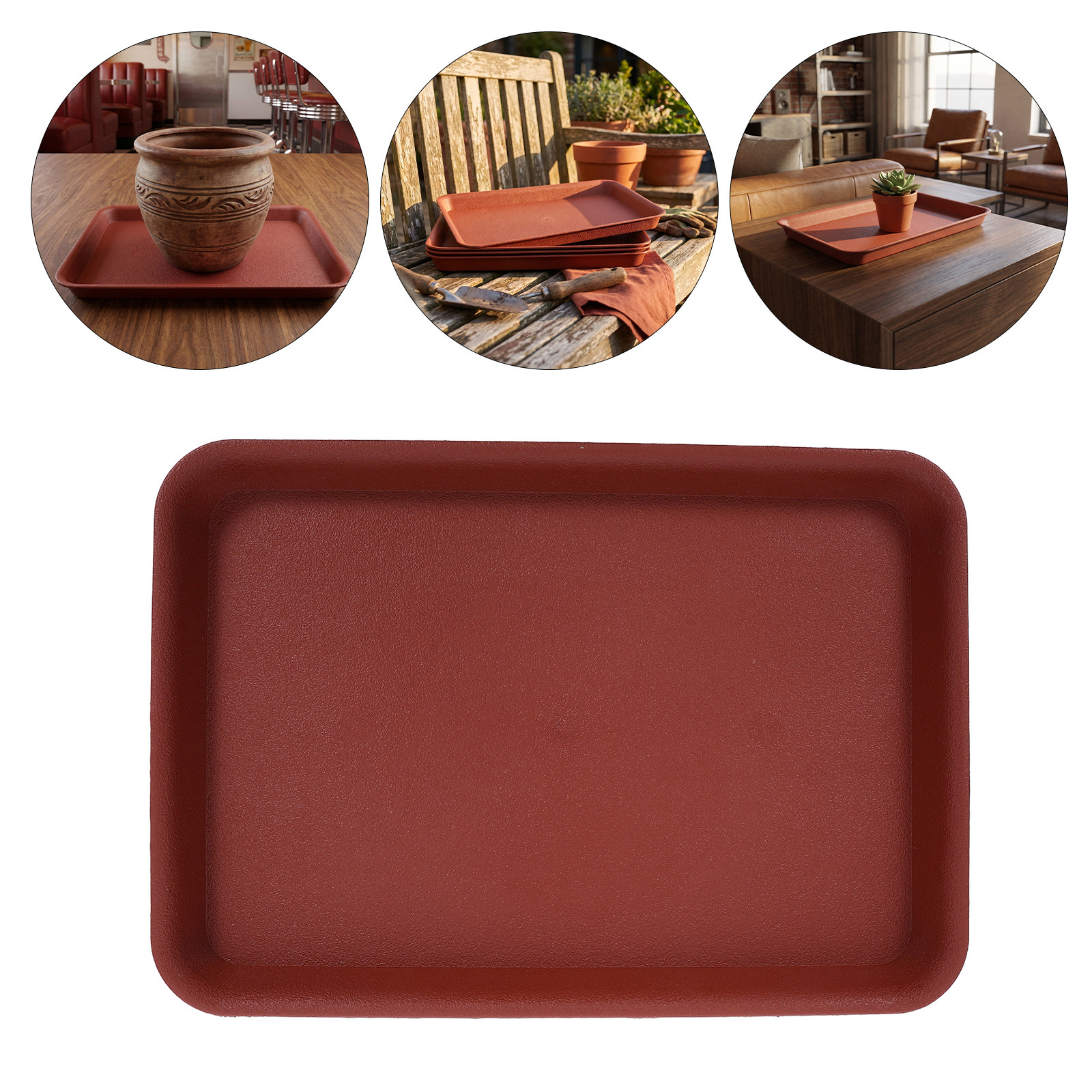 Drip Tray Saucer - 4 Stück rechteckige Blumentopf-Untersetzer, robuste Pflanzschalen