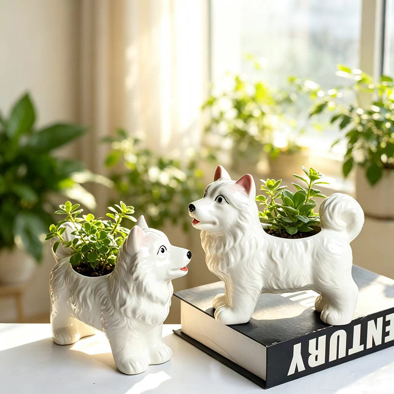 Bonsai Garden Europe - Kreative Keramik-Welpen-Blumentöpfe, Ornamente für Außenbereich, Hof,