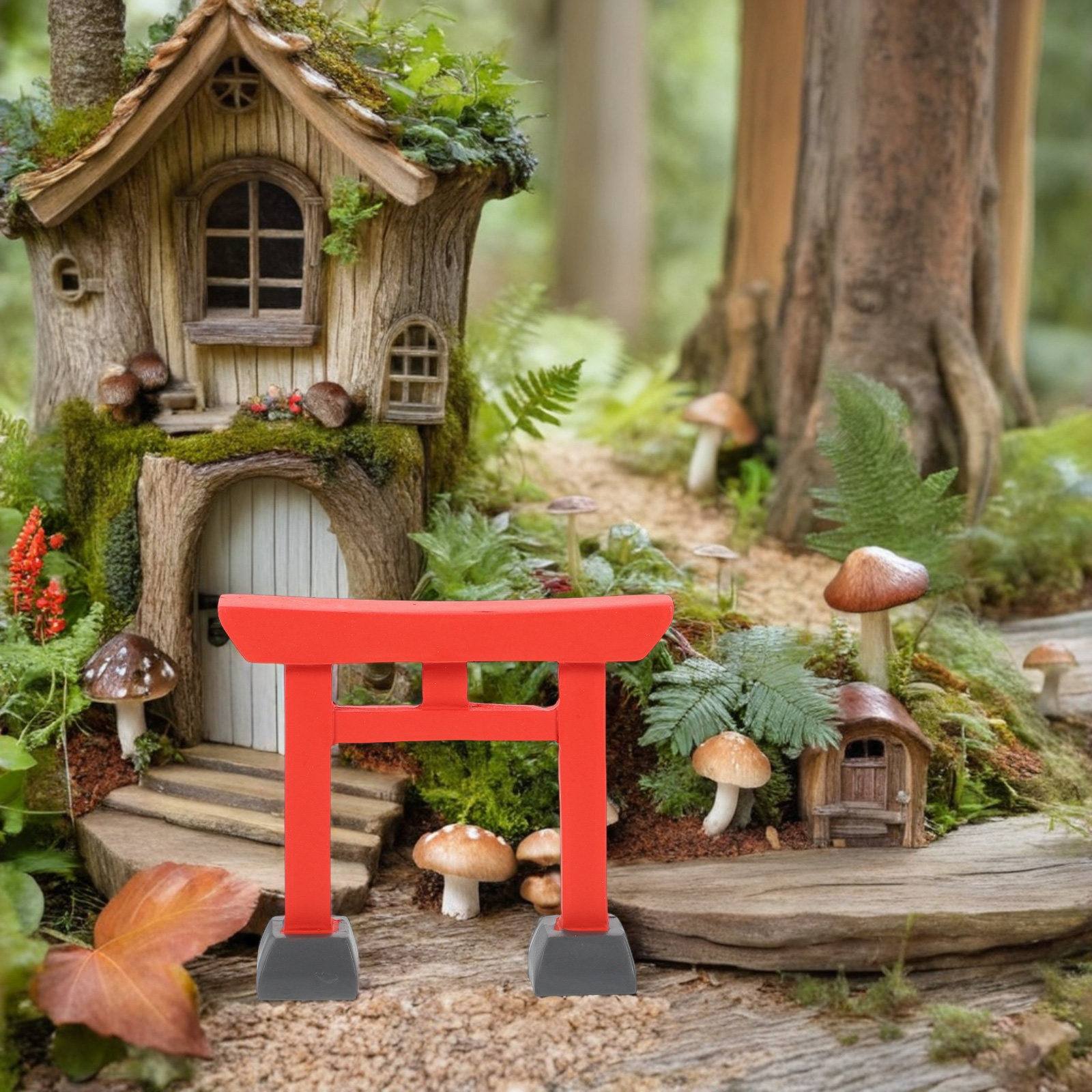 Bonsai Garden For Desk - 2 Stücke aufwendig gefertigter Mini-Torii-Tor-Harz-Ornament, japanische