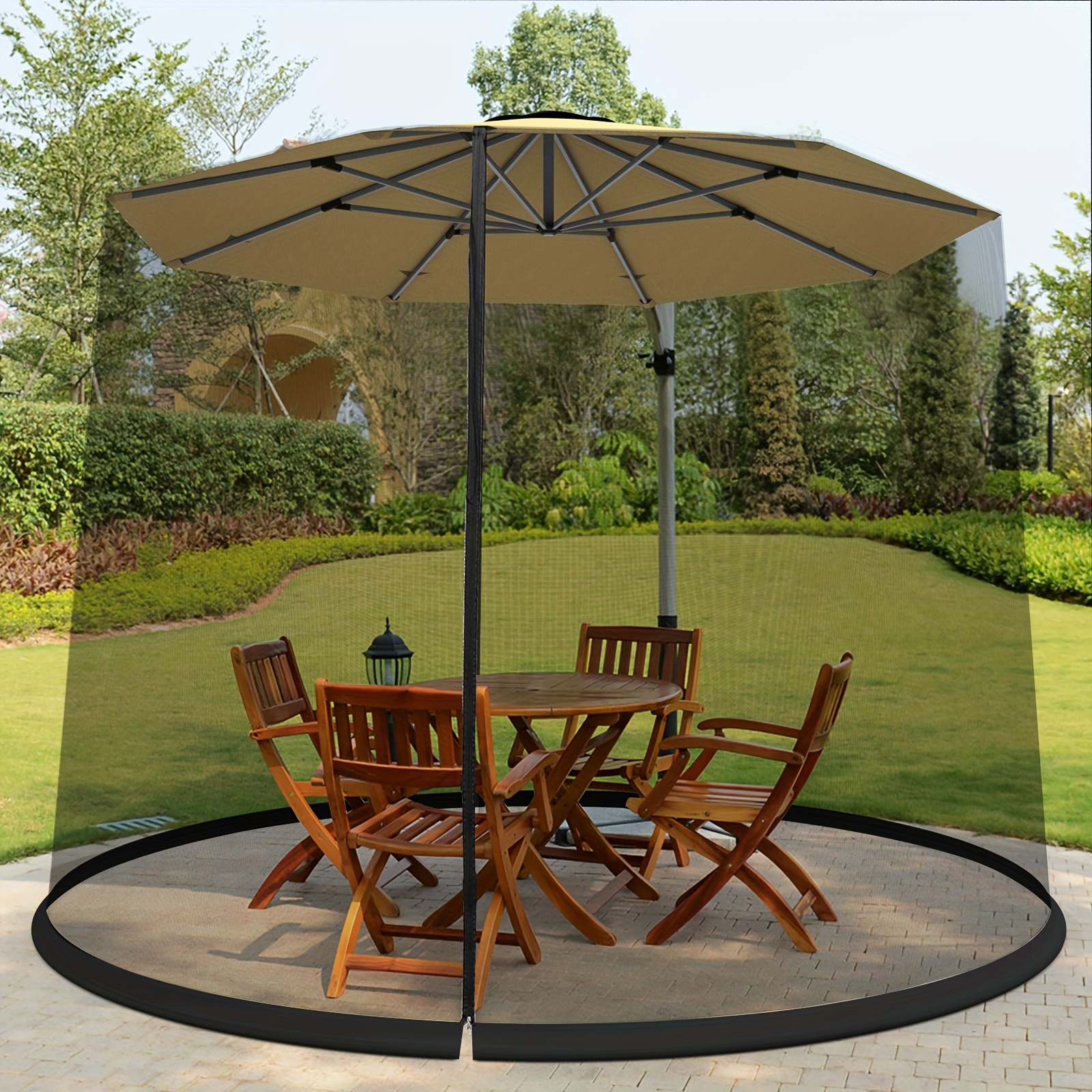 Bonsai Garden Bench - 9FT 10FT Terrassenschirm-Moskitonetz mit Reißverschluss, Outdoor-Tisch-Insektenschutz,