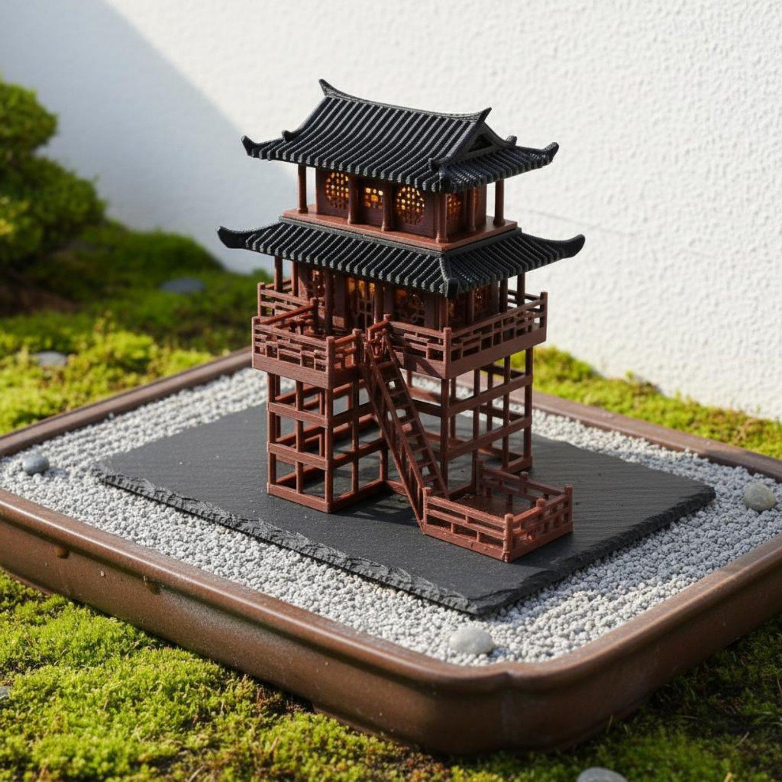 Bonsai Garden Mini - Bonsai Haus Tischdekoration Plastik-Pagode Mini-Mikrolandschaft Wohnakzent