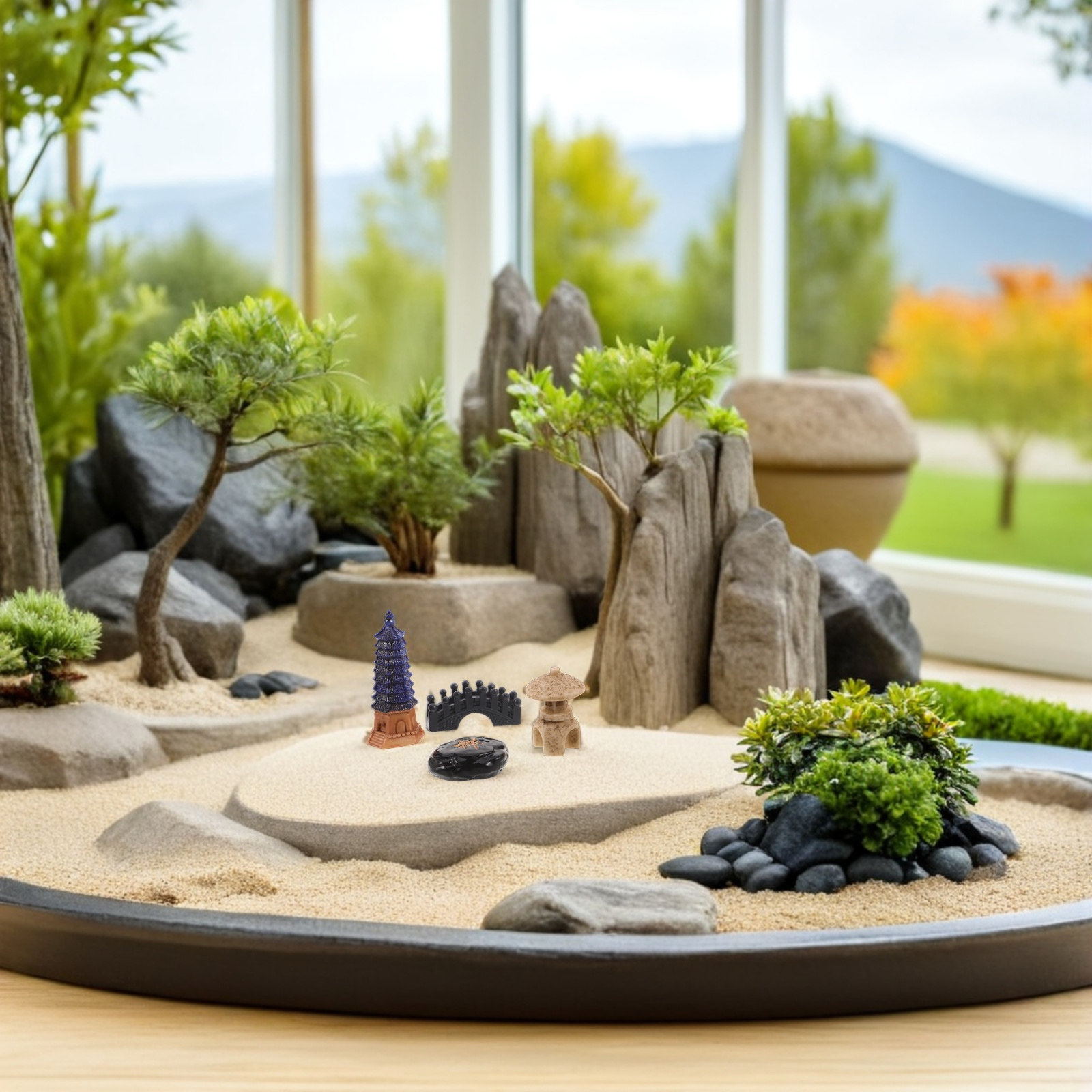 4-teiliges Mini Japanisches Pa – Bonsai Garden For Desk Bewertung und Preis