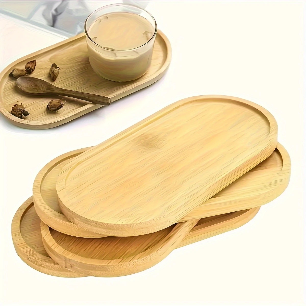 4er-Set ovale Bambus-Pflanzunt – Drip Tray Saucer Bewertung und Preis